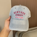 Light blue washed denim baseball cap featuring red New York Street Athleisure embroidery - Adjustable 56-60cm / Light Blue with NEWYORK Embroidery