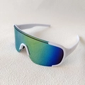Gafas de sol deportivas con montura blanca y lentes degradadas para ciclismo - Montura Blanca Espejo Verde