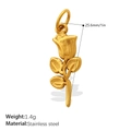 Golden 3D rose flower pendant in stainless steel with detailed size and weight specs - PJ1973G Rose-Gold