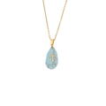Collana dorata in acciaio inossidabile con pendente turchese a goccia e croce intarsiata - Stile Croce Blu (3#Pietra Blu)