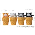Set of four miniature ice cream cat figurines for desk decoration and garden landscaping - Assorted 4 Models Ice Cream Cats