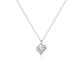 Elegante collana a cuore in argento sterling S925 con tre zirconi cubici scintillanti - Platino