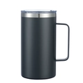Insulated 24oz stainless steel tumbler with matte dark grey finish and handle - Matte Black