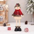 Pupazzo di neve natalizio con gambe retrattili e maglione rosso con renna ricamata - Pupazzo di Neve a Quadri / Retraibile Piccolo / 58cm