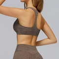 Deep brown marl yoga set with racerback sports bra and high-waisted leggings - Rock Brown