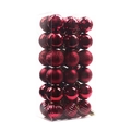 36pcs deep red Christmas ball set with glitter matte and glossy finishes in storage box - 4cm/36pcs / Burgundy