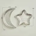 Silver vintage moon and star dessert trays with detailed dimension and weight chart - Small Set (Size S) / Electroplated Silver
