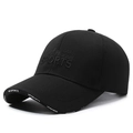 Zwarte outdoor baseballpet met bergborduursel en witte logo-opdruk op de klep - Verstelbaar / Zwart met zwart borduursel