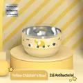Ciotola isolata per bambini in acciaio inox 316 gialla con motivo elefante - 316 Ciotola per Bambini / Giallo