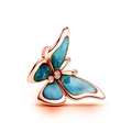 Exquisite rose gold butterfly pendant with blue enamel wings and clear zircons - Standard Spec / Rose Gold Butterfly Style / 030
