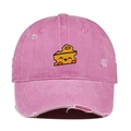 Gorra de béisbol rosa efecto lavado con bordado de queso amarillo y detalles desgastados - Talla única / Rosa