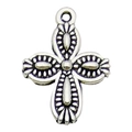 Vintage zilveren legering kruis hart hanger voor DIY sieraden met korrelige textuur - Kruis 13x19mm