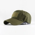 Vintage army green cotton baseball cap with American flag patch and USA embroidery - Adjustable / Army Green