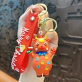 Cute Christmas reindeer keychain with red rubber strap and festive holiday figurine - Christmas Reindeer