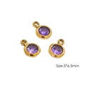 5mm runder lila Zirkonia-Anhänger mit goldener Edelstahlfassung und Verbindungsring - Lila