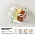 Three-compartment clear seasoning box with mint green handle and white spoons - Divided Seasoning Box / Light Cedar Green