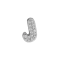 3D bubble letter J pendant with silver finish and paved clear faceted gemstones - Letter J / Silver