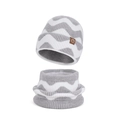 Set invernale con berretto e scaldacollo in maglia grigia e bianca e fodera pile - Grigio chiaro