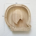 Letter Q shaped wooden piggy bank with transparent panel 18cm height for home decor - Letter Q