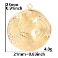 Detailed view of celestial sun moon star pendant dimensions 23mm by 21mm and weight 4.8g - Gold