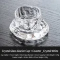 Transparent crystal glass glacier teacup with matching saucer and ice-like texture - Crystal White (Cup + Mat)