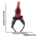 Halloween witch hat headband size details with 28cm height and glittery pumpkin ornament - 3D Red Witch Hat with Spider Web