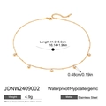 Gold stainless steel shell necklace with five zircon pendants and adjustable chain - Five Zircon Round Pendant Style (JDNW2409002)