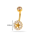Golden titanium belly button ring with a sparkling zircon star pendant, 0.93cm diameter - Hollow Star (T2521-3#) / Gold