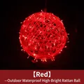 Catena luminosa a LED rossa impermeabile con sfere di rattan per esterni e giardini - Rosso