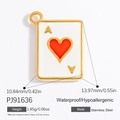 Dettaglio del ciondolo carta Asso di Cuori in acciaio inossidabile con dimensioni - Ciondolo Singolo Poker Asso di Cuori (PJ91636) / Placcato Oro 18K
