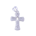 Silver cross pendant with micro-pave cubic zirconia inlay for DIY jewelry design - Silver Cross-Full Zirconia Deco