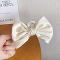 Elegant cream white satin bow hair claw clip with a glossy finish for women - Satin Bow Claw Clip / White