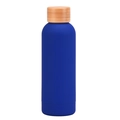 Matte navy blue 304 stainless steel thermos with natural bamboo lid and grainy texture - Matte Sapphire Blue