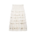 Elegant tiered cream white tiered skirt with layered ruffles and elastic waist for women - S / Off White