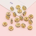 Vergoldete Zwischenperle mit weißen Zirkonia für DIY-Schmuck und Armbandherstellung - Kupfer Strass Rondelle / 8mm Strass Ring / 20 Stück Packung / Gold