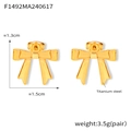 Détail de boucles d'oreilles nœud en acier titane plaqué or 18 carats avec dimensions de 1,5 cm - F1492 Nœud / Or