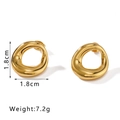 Detailansicht der hohlen ovalen 18K Goldohrringe mit 1,8 cm Größe und glattem Spiegelglanz - Gold Unregelmäßiger Runder Stil (NB-E1222) / 18K Gold