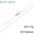Minimalistische zilveren bladketting ketting 710mm lengte en 2mm breedte 1,7g - Zilveren Stijl (KN118245-Z)