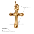 Retro stainless steel cross pendant necklace in gold finish for women and men - Classic Glossy Cross (PJ380G)