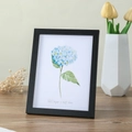 Minimalist black wooden picture frame with hydrangea floral art print and motivational quote - Black