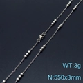Silver stainless steel bead chain necklace for women with lobster clasp, 550x3mm, 3g - Steel Color Necklace (KN232165-Z)