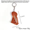 Realistic braised pork food keychain model with silver ring and detailed meat texture - Small Lamb Chop - Keychain Style / 8.5cm*4.5cm