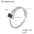 Anello minimalista in acciaio inossidabile placcato oro 18K con inserto in madreperla - US 8 / Color Acciaio