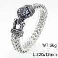 Vintage silver eagle head viking bracelet in braided stainless steel, 220mm length - Eagle Style (KB179517-MZOZ)