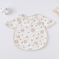 Waterproof baby bib with short sleeves featuring brown bear prints and a crumb catcher - Shawl - White Angel Bear / One Size
