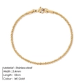 Chic 14K gold plated stainless steel 2.4mm sparkling textured link chain bracelet - 18cm / Steel