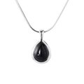 Minimalist S925 silver teardrop necklace featuring a sleek black agate stone pendant - Teardrop Pendant (SN3259)