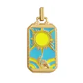 Golden sun and waves tarot pendant in blue enamel with cubic zirconia inlay - M801150-Lemon Yellow