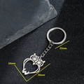 Vintage-Schlüsselanhänger aus Edelstahl mit Eulen-Anhänger und feinen Zahnraddetails - Eule / Silber