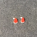 Festive red and white Christmas hat stud earrings in polished alloy for women - A138-49 Christmas Hat